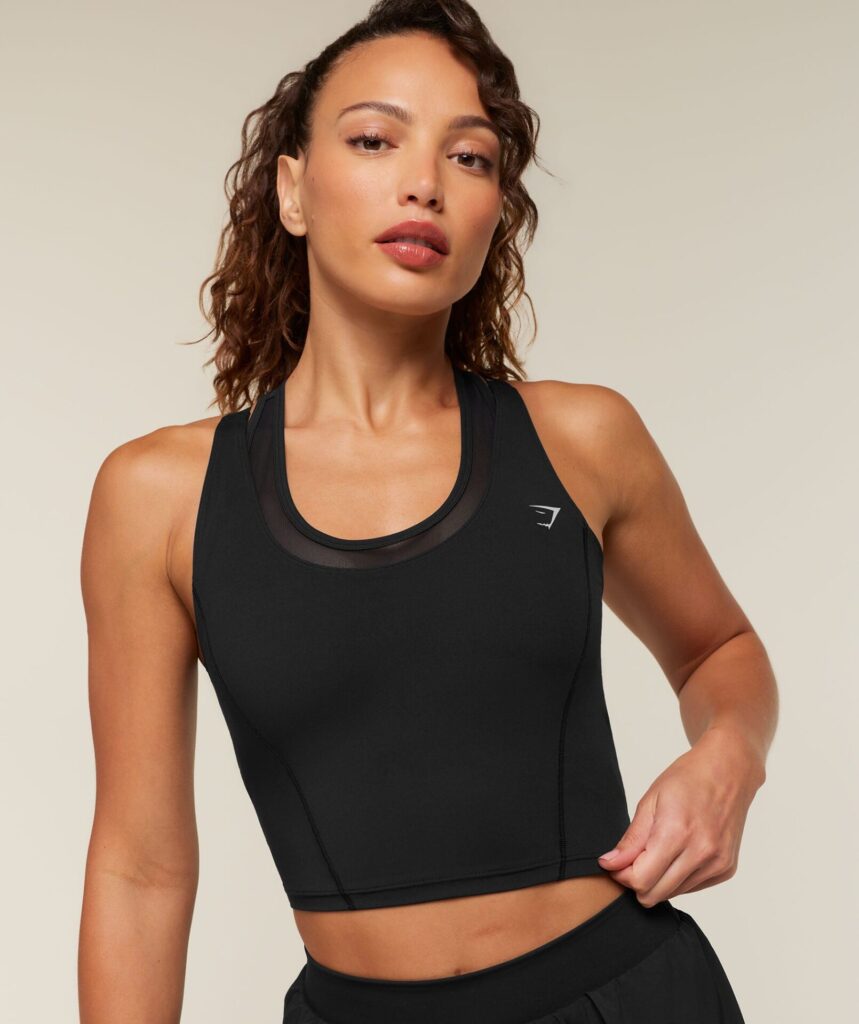 Gymshark Mesh Sleeveless Tank with Shelf - Black