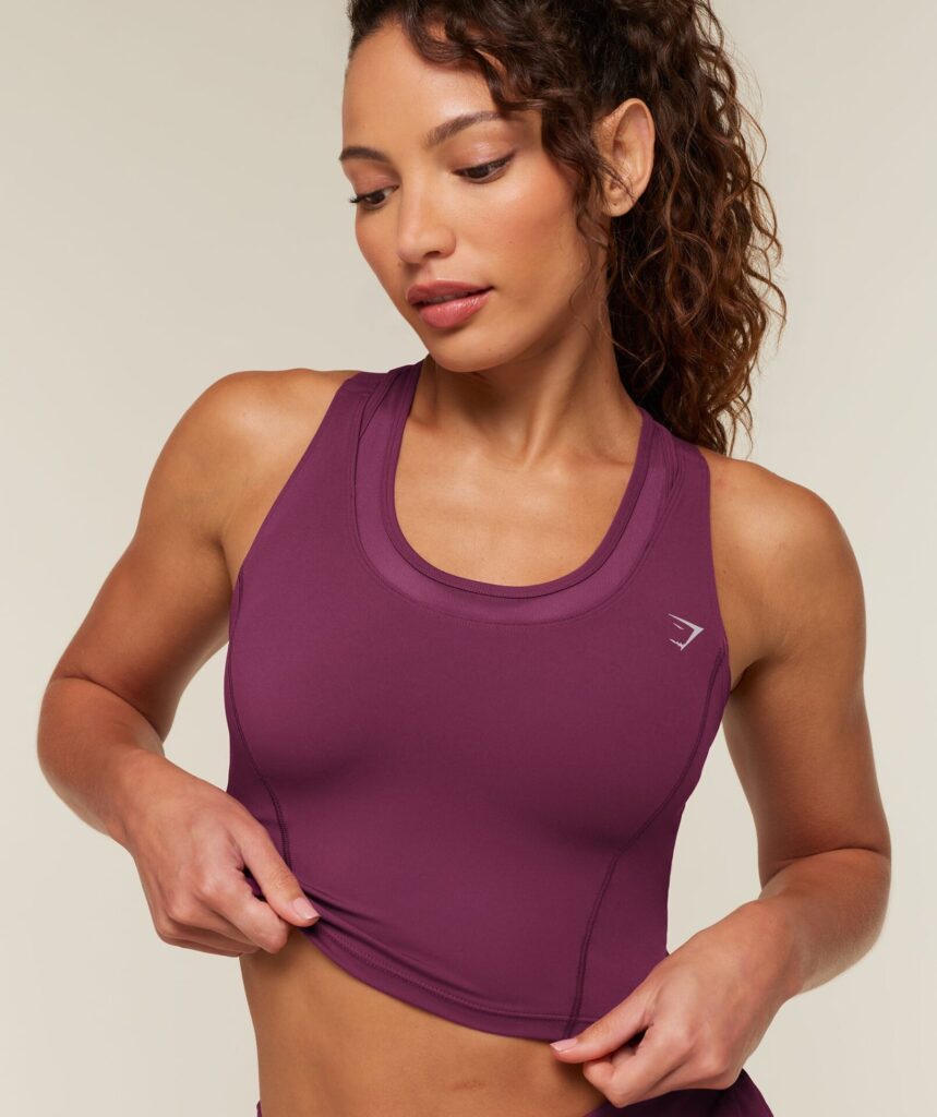 Gymshark Mesh Sleeveless Tank with Shelf - Strength Pink