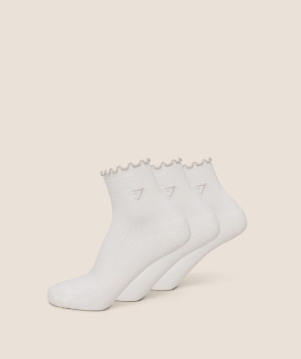 Gymshark Midi Frill Socks 3pk - Soft White