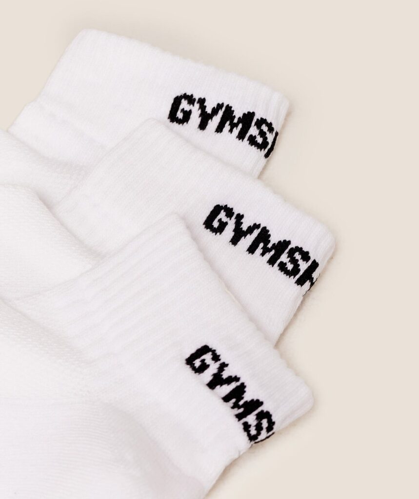 Gymshark GS Jacquard Quarter Socks 3pk - White