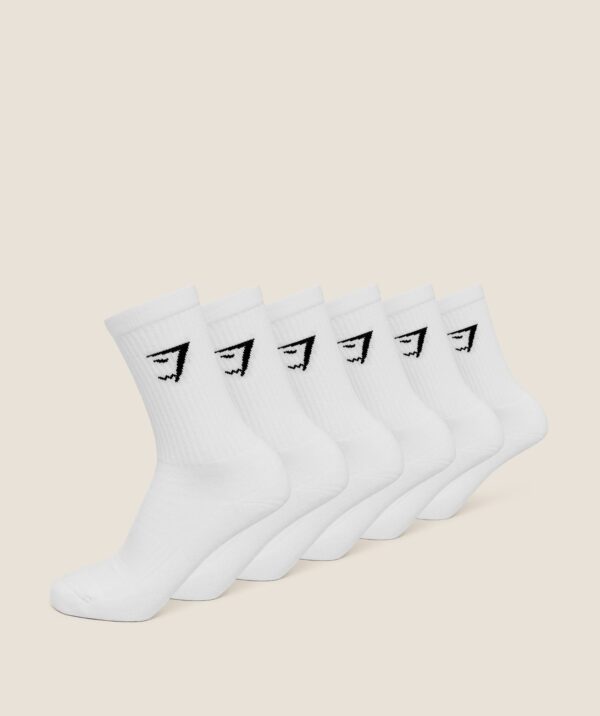 Gymshark Crew Socks 6pk - White