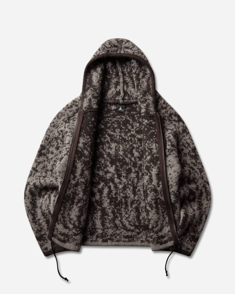 ROA Men's Shrub Felted Knit Zip-Up Sweater Fuzzy Brown