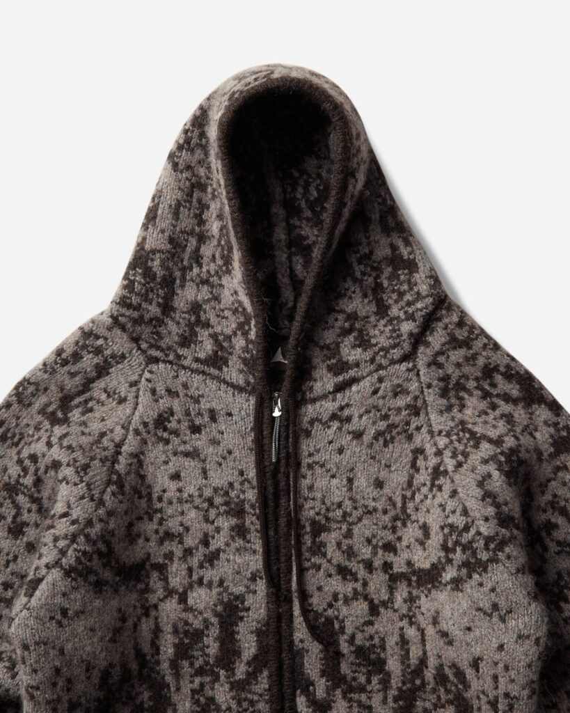 ROA Men's Shrub Felted Knit Zip-Up Sweater Fuzzy Brown