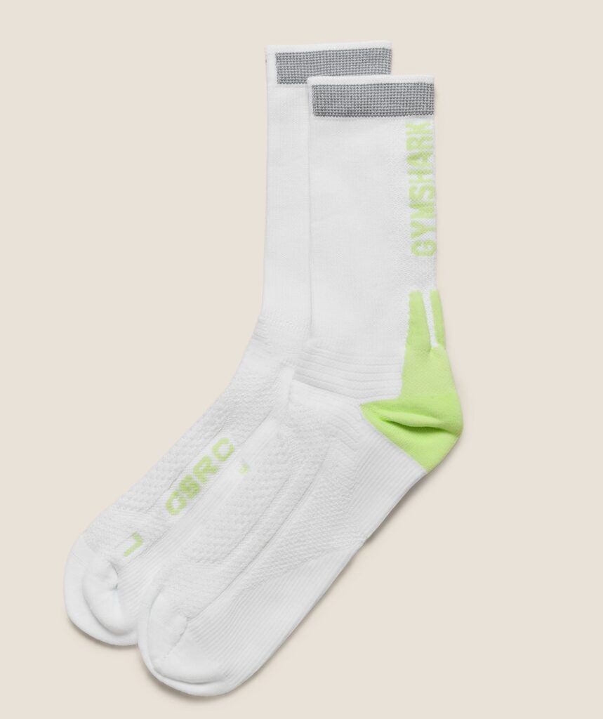 Gymshark Running Elite Crew Single Sock - White/Pace Green