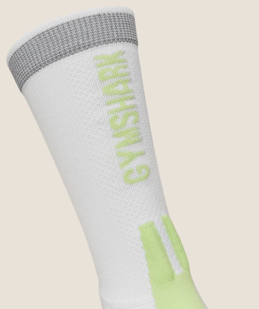Gymshark Running Elite Crew Single Sock - White/Pace Green