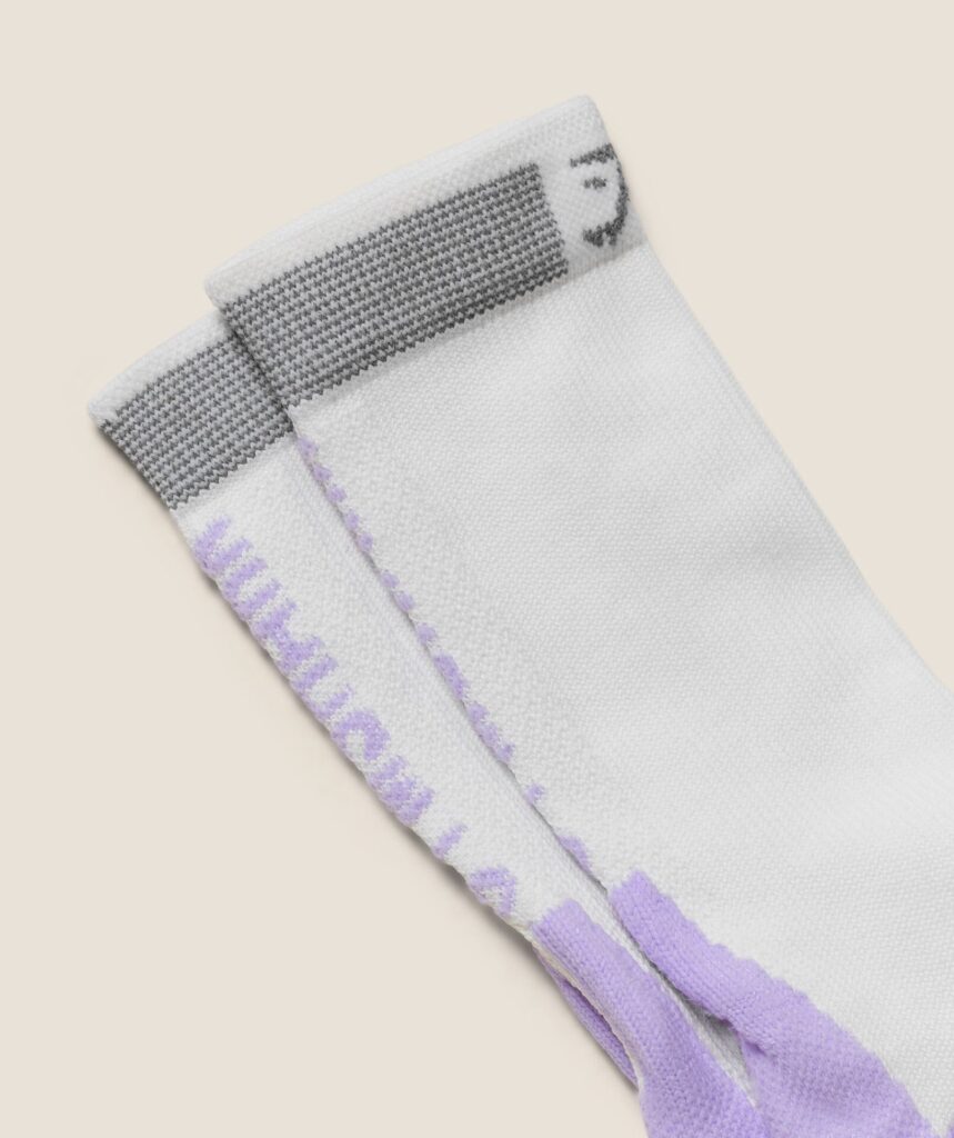 Gymshark Running Elite Crew Single Sock - White/Pace Purple