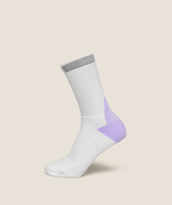 Gymshark Running Elite Crew Single Sock - White/Pace Purple