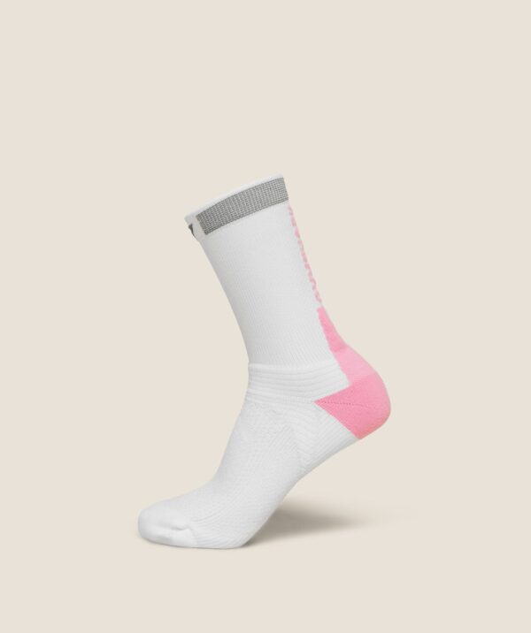 Gymshark Running Elite Crew Single Sock - White/Poise Pink
