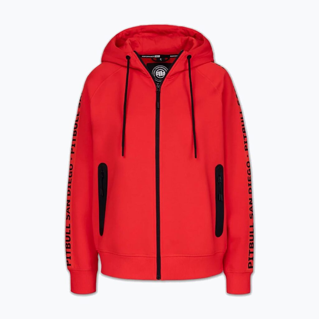 Толстовка женская Pitbull Explory Tape Hooded Zip fluo/red