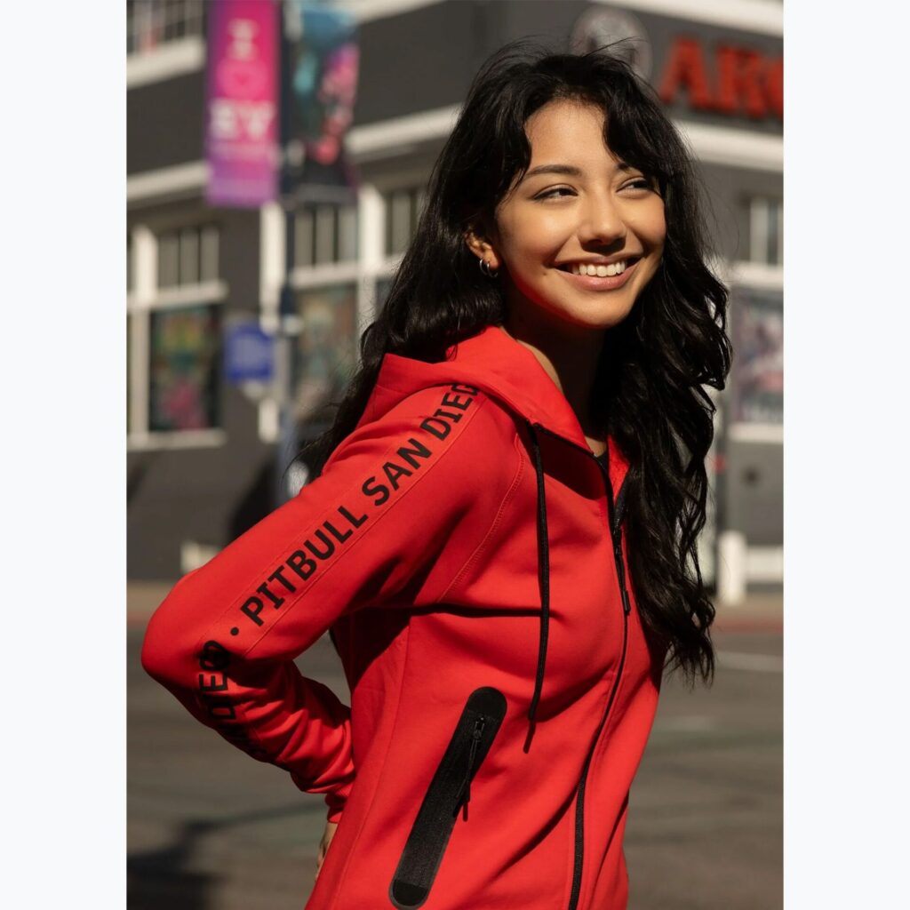 Толстовка женская Pitbull Explory Tape Hooded Zip fluo/red