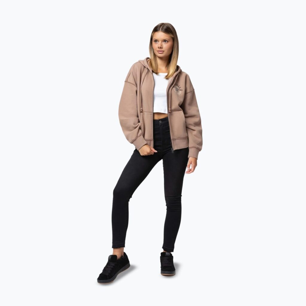 Толстовка женская Pitbull Skull Surf Hooded Zip chocolate mousse