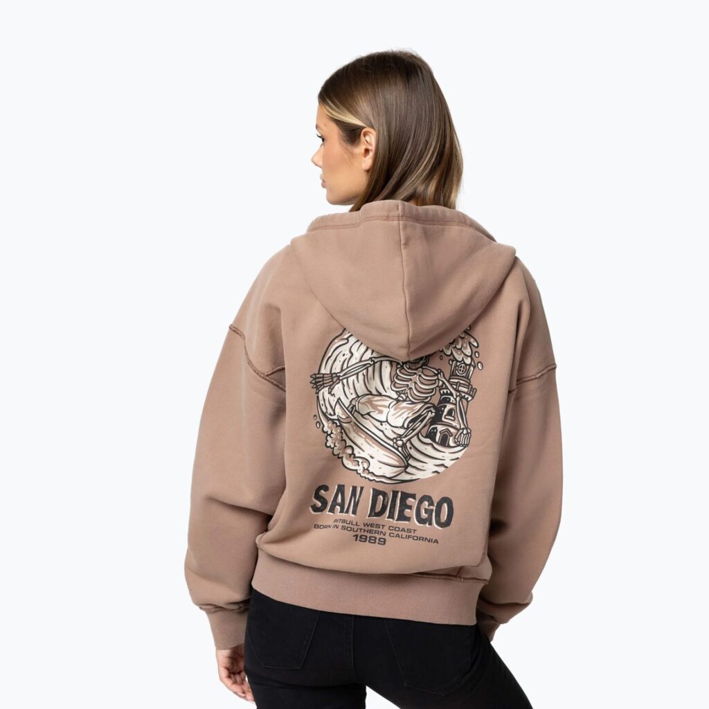 Толстовка женская Pitbull Skull Surf Hooded Zip chocolate mousse