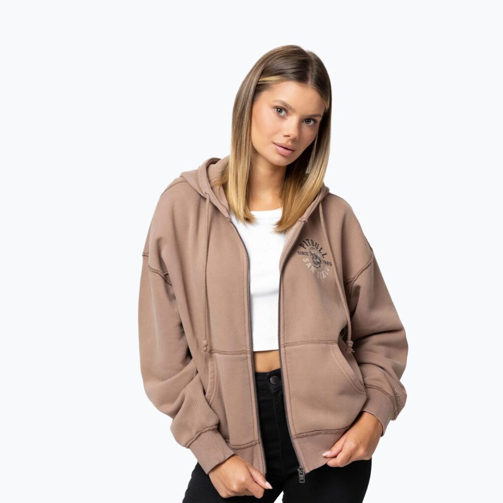 Толстовка женская Pitbull Skull Surf Hooded Zip chocolate mousse