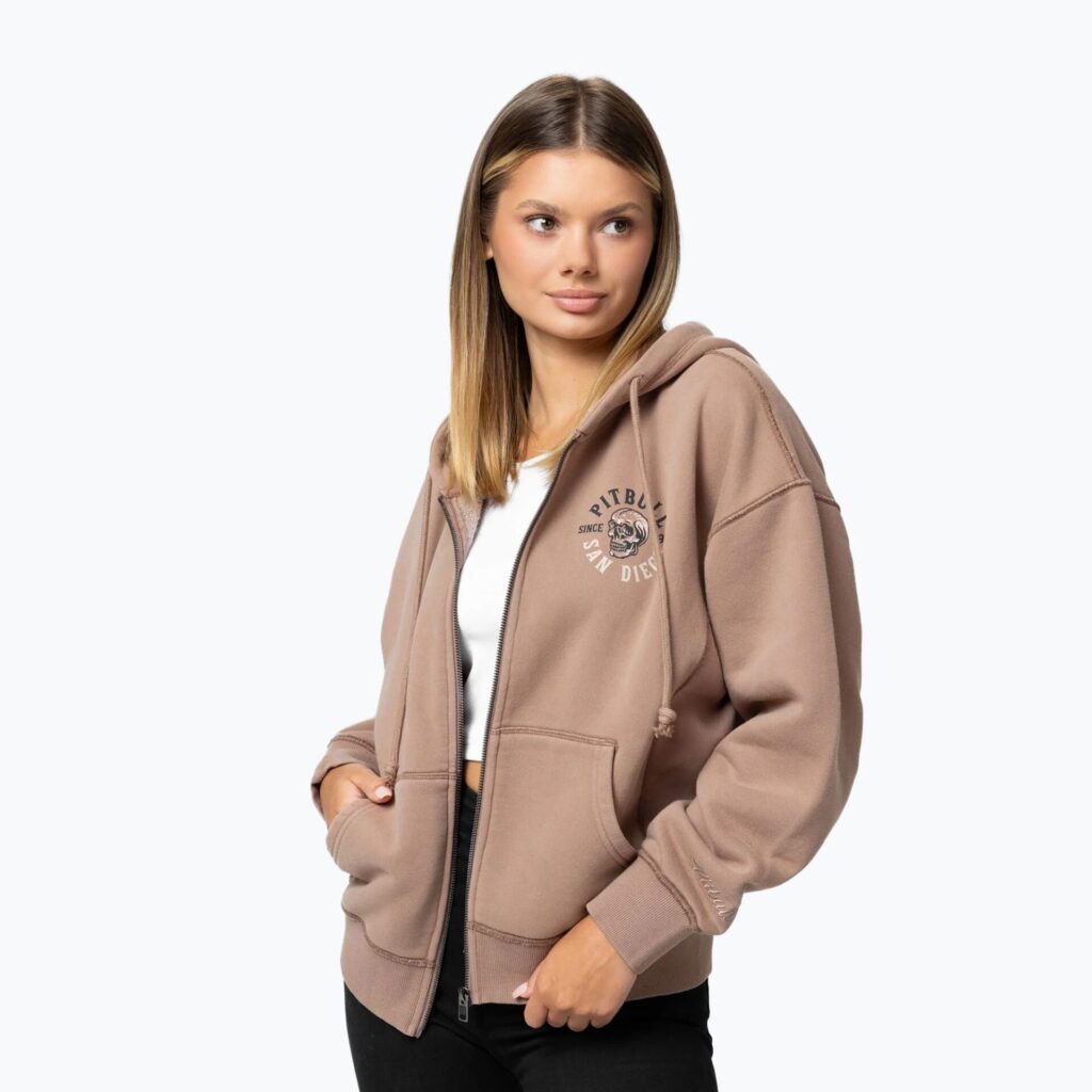 Толстовка женская Pitbull Skull Surf Hooded Zip chocolate mousse
