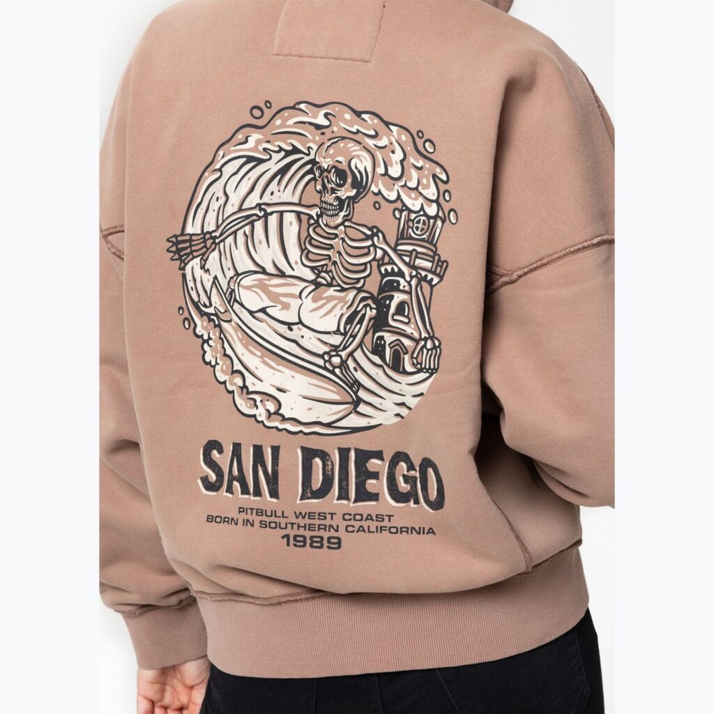 Толстовка женская Pitbull Skull Surf Hooded Zip chocolate mousse
