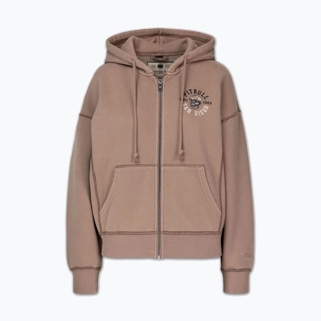 Толстовка женская Pitbull Skull Surf Hooded Zip chocolate mousse