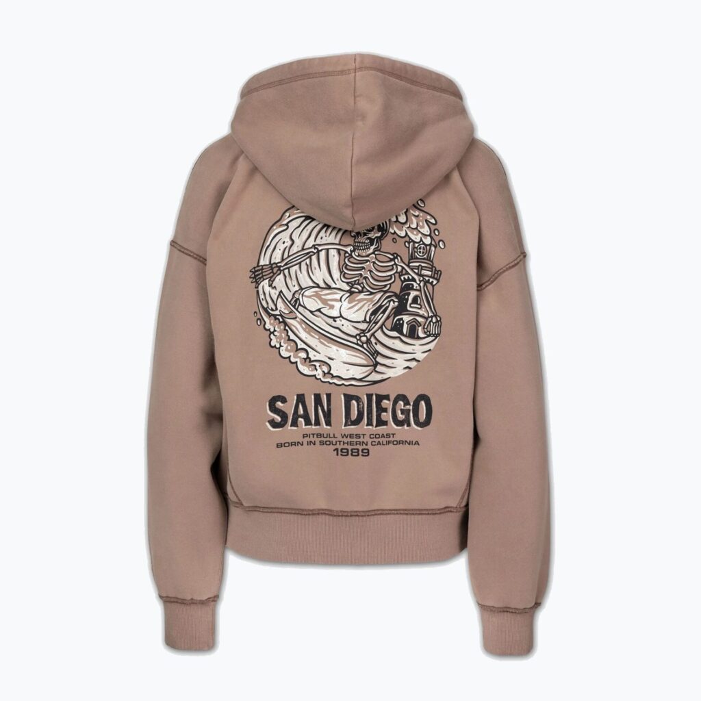 Толстовка женская Pitbull Skull Surf Hooded Zip chocolate mousse