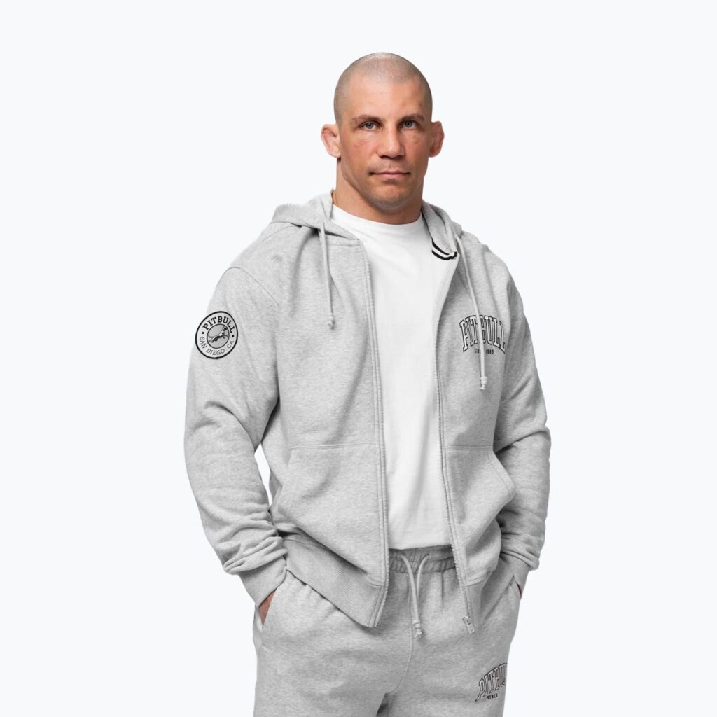Толстовка мужская Pitbull Badger Hooded Zip grey/melange