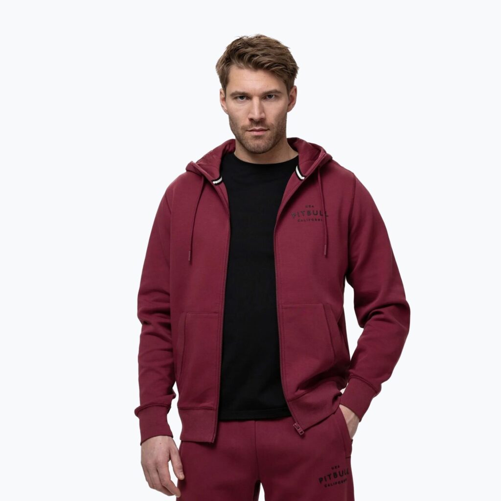 Толстовка мужская Pitbull Sampson Hooded Zip burgundy