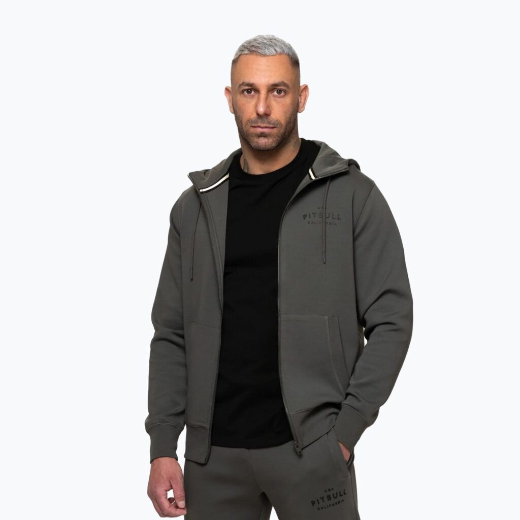 Толстовка мужская Pitbull Sampson Hooded Zip grey/green