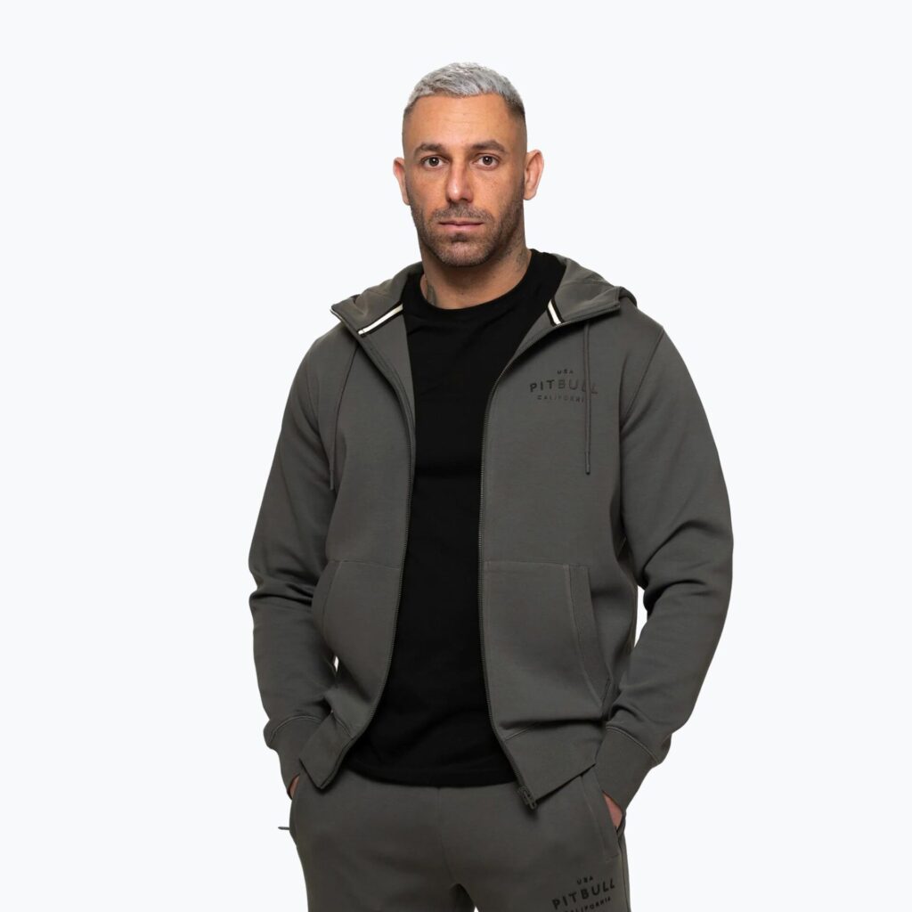 Толстовка мужская Pitbull Sampson Hooded Zip grey/green