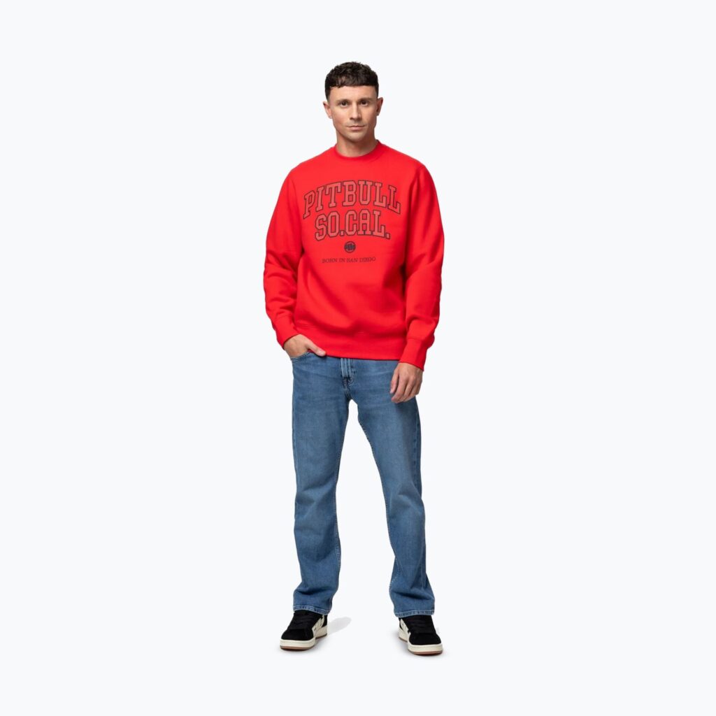 Толстовка мужская Pitbull So Cal Crewneck fluo/red