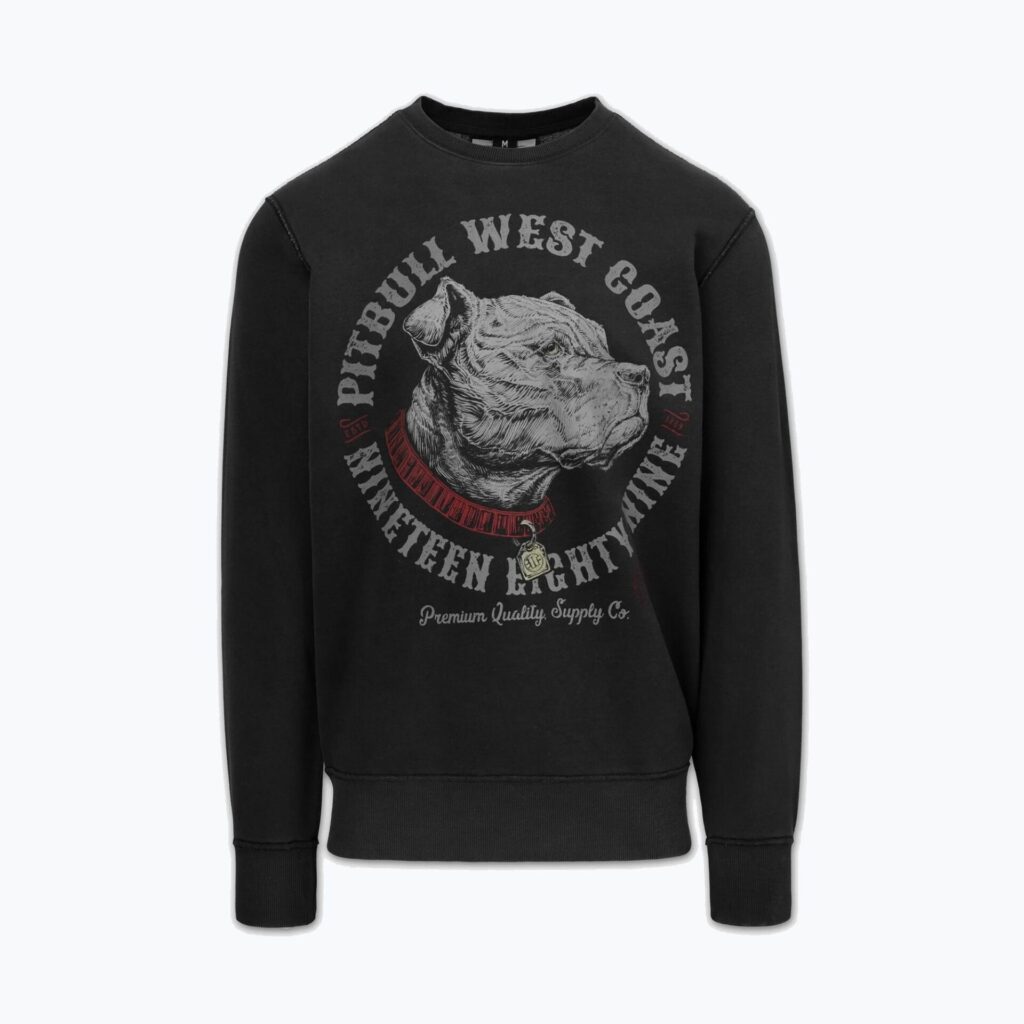Толстовка мужская Pitbull Strenght & Respect Crewneck washed dark graphite
