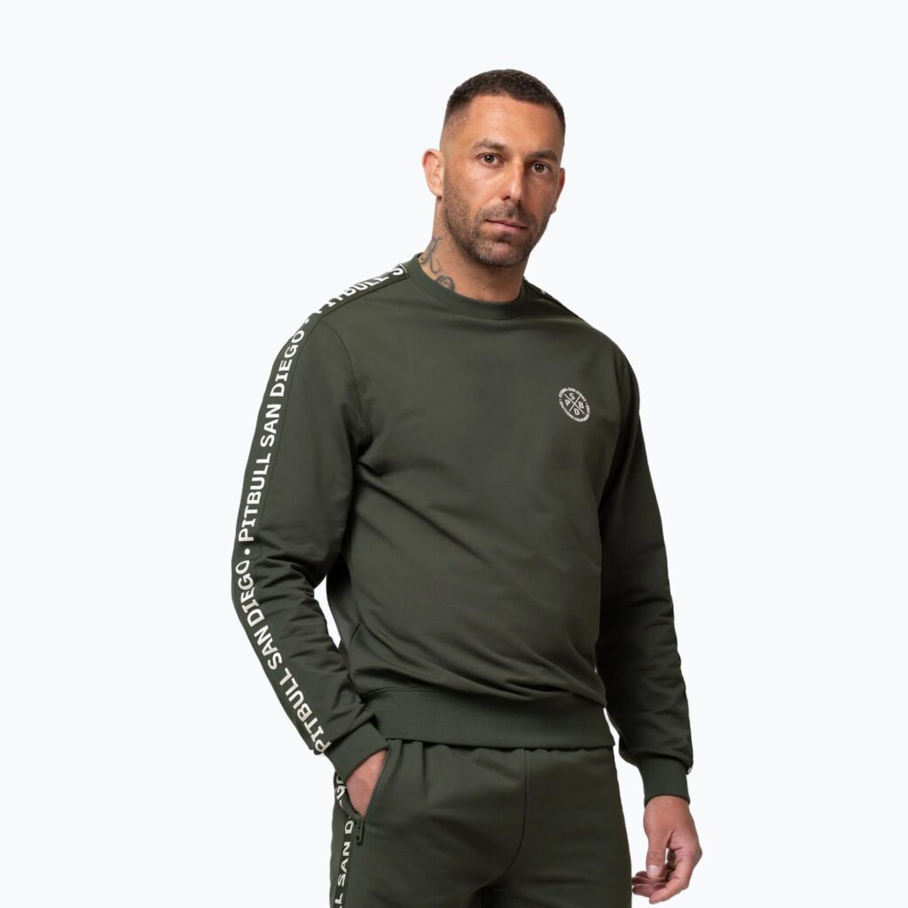 Толстовка мужская Pitbull Tape Parker Crewneck old green