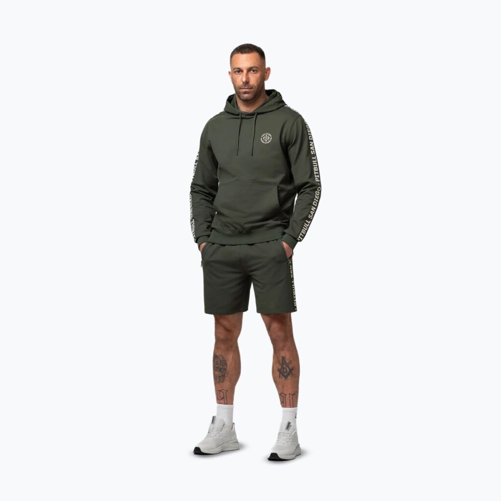 Толстовка мужская Pitbull Tape Parker Hooded old green