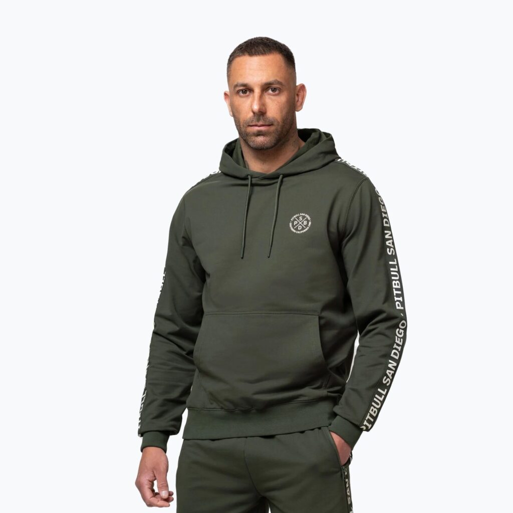 Толстовка мужская Pitbull Tape Parker Hooded old green