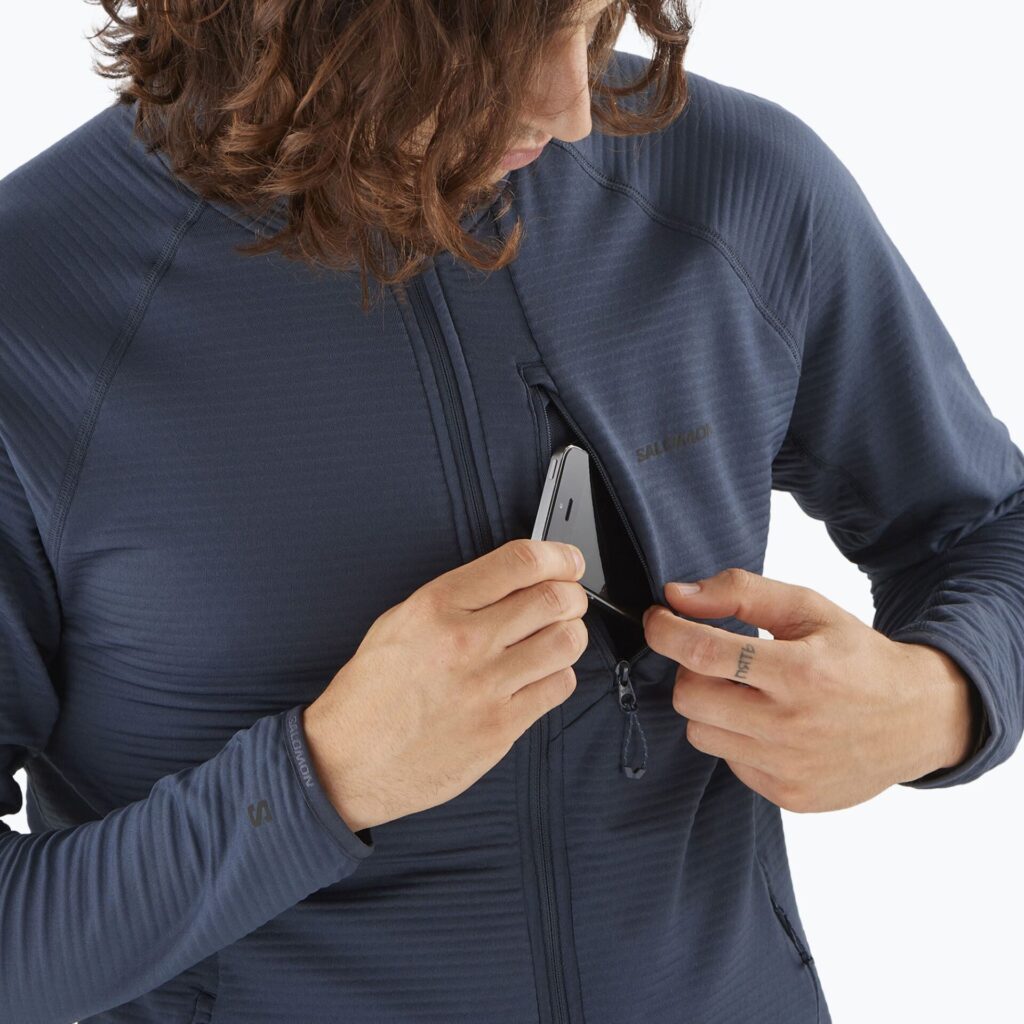 Мужская треккинговая толстовка Salomon Lightwarm Full Zip blue nights