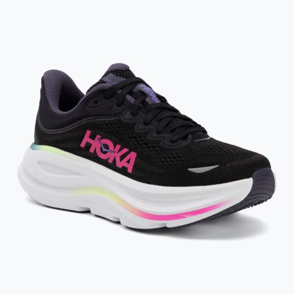 Женские беговые кроссовки HOKA Bondi 9 black/neon dragonfruit
