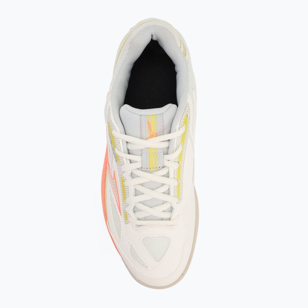 Женские Теннисные кроссовки Mizuno Break Shot 4 AC snow white/ neon flame/ ghost gray