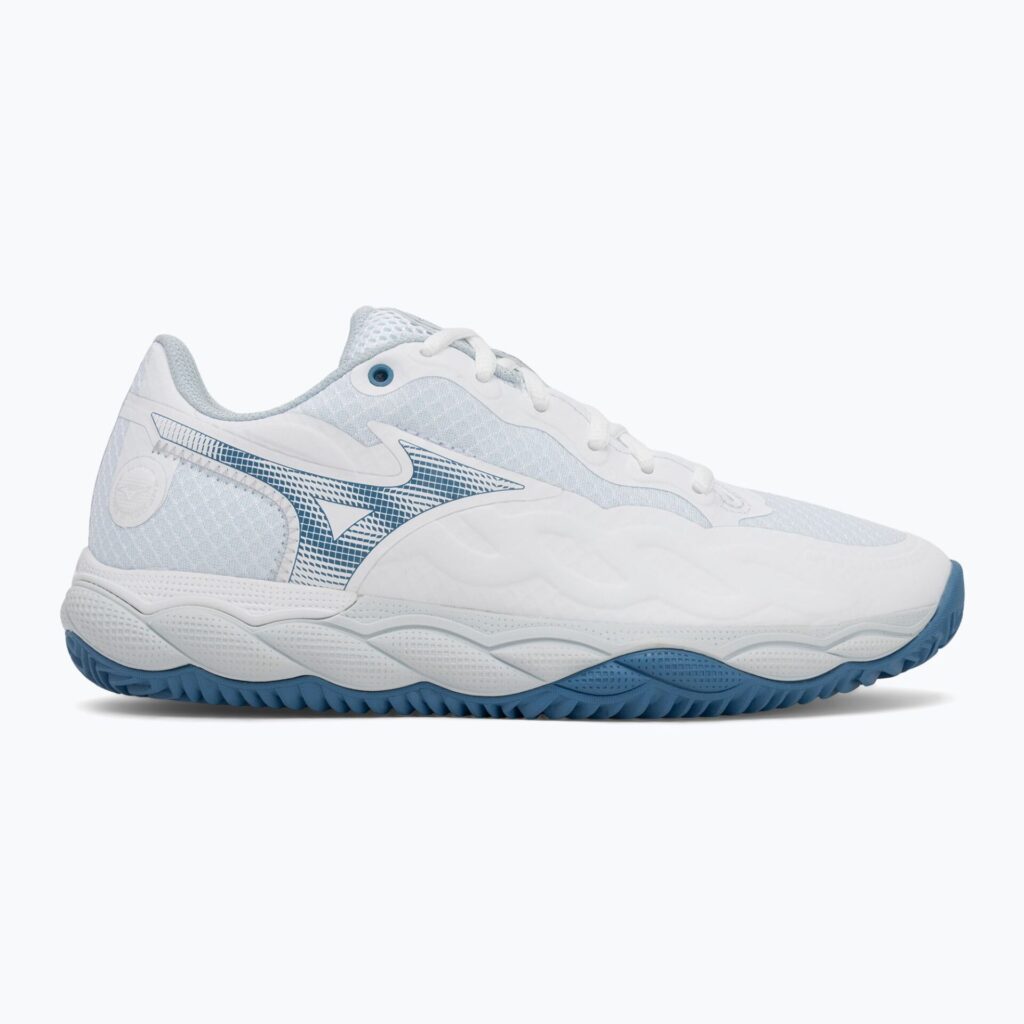 Женские теннисные кроссовки Mizuno Wave Enforce Court CC W white/ parisian blue/ plein air