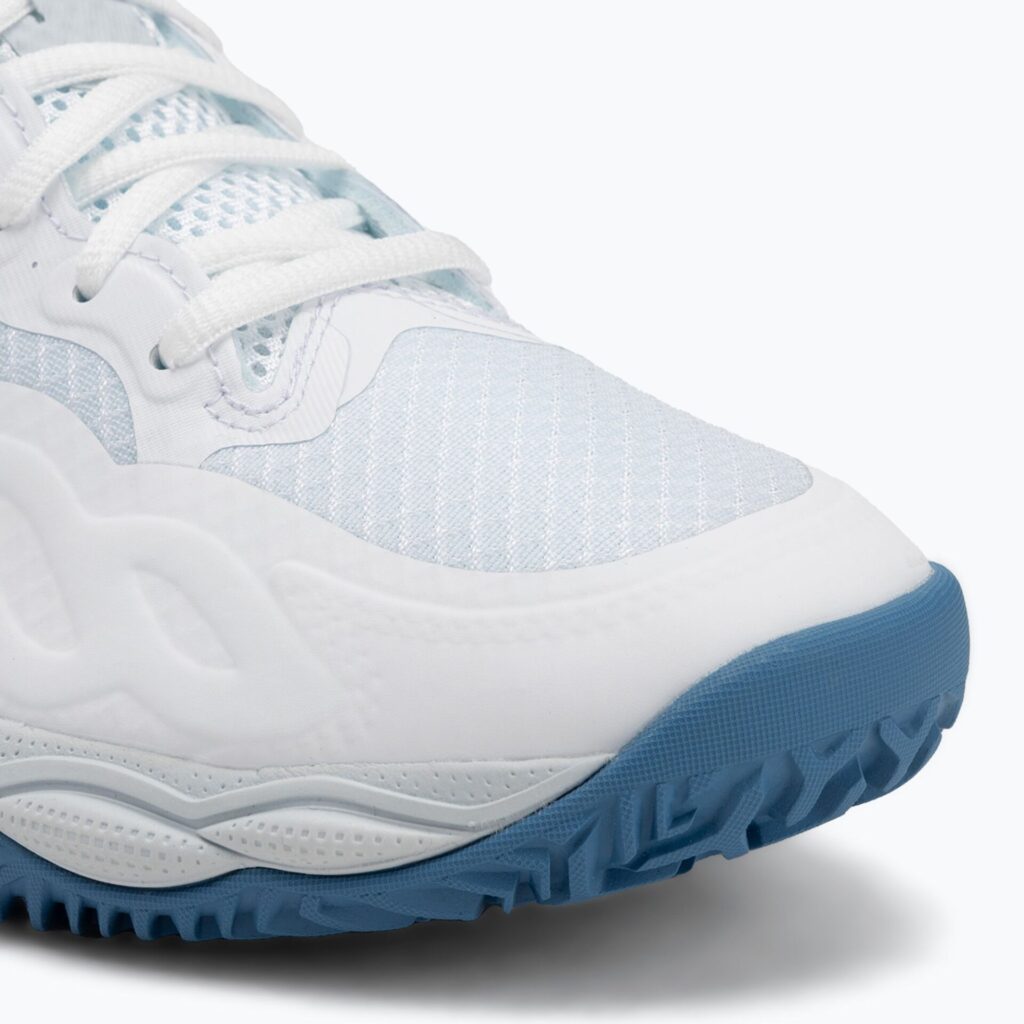 Женские теннисные кроссовки Mizuno Wave Enforce Court CC W white/ parisian blue/ plein air
