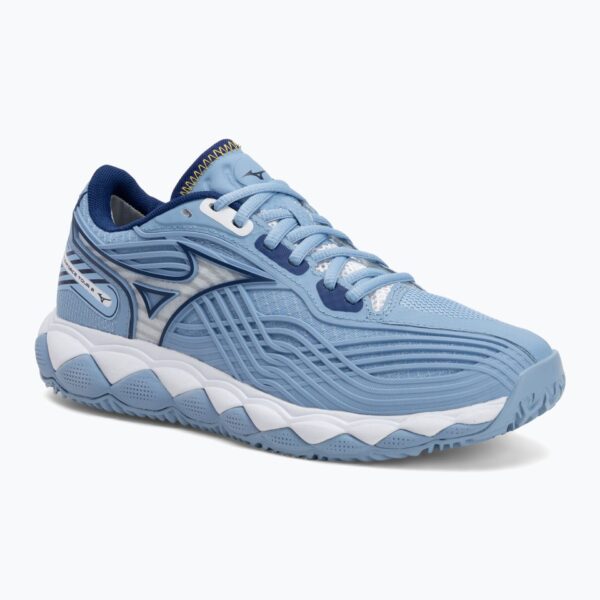 Женские теннисные кроссовки Mizuno Wave Enforce Tour 2 CC bel air blue/ white/ bellwether blue