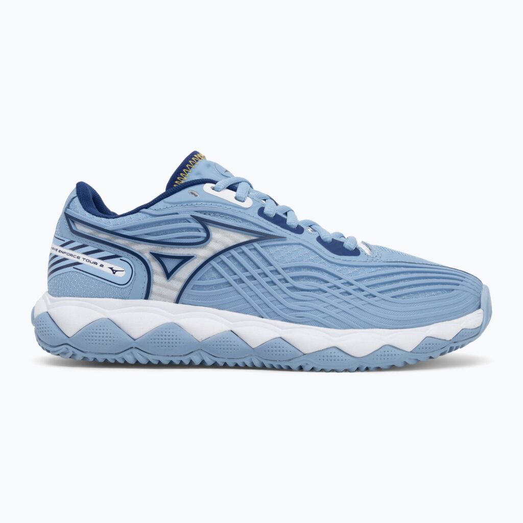 Женские теннисные кроссовки Mizuno Wave Enforce Tour 2 CC bel air blue/ white/ bellwether blue