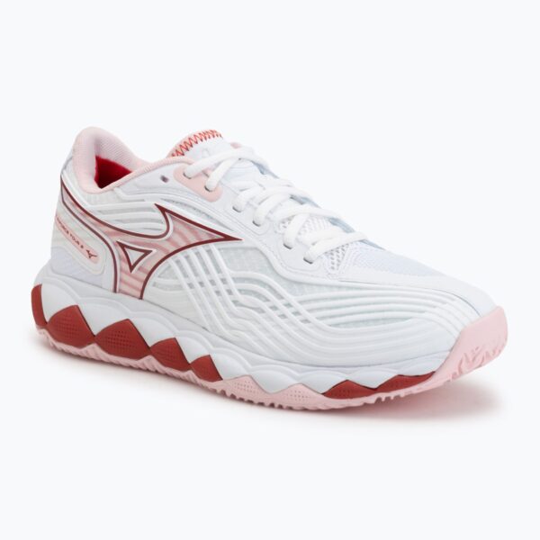 Женские теннисные кроссовки Mizuno Wave Enforce Tour 2 CC white/pinkesque/barbados/cherr