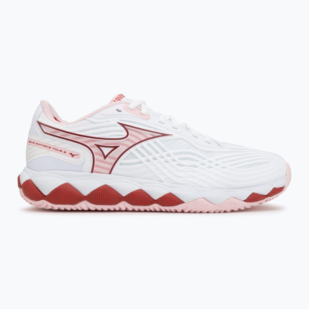 Женские теннисные кроссовки Mizuno Wave Enforce Tour 2 CC white/pinkesque/barbados/cherr