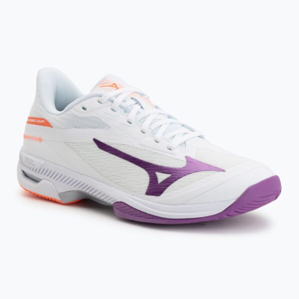 Женские теннисные кроссовки Mizuno Wave Exceed Court AC white/dahlia/lava orange