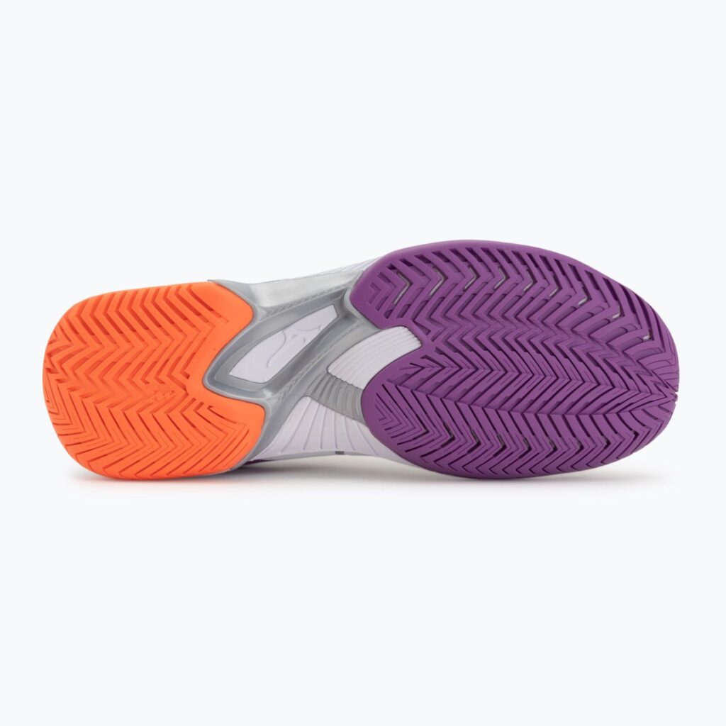 Женские теннисные кроссовки Mizuno Wave Exceed Court AC white/dahlia/lava orange