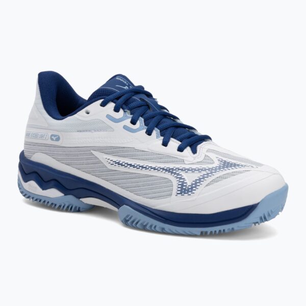 Женские Теннисные кроссовки Mizuno Wave Exceed Light 2 CC white/ bellwether blue/ bel air blue