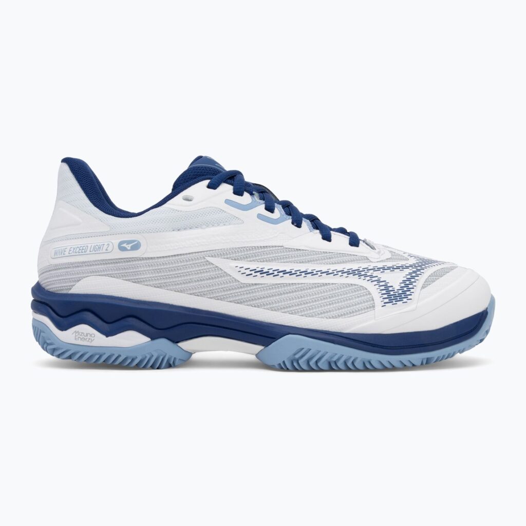 Женские Теннисные кроссовки Mizuno Wave Exceed Light 2 CC white/ bellwether blue/ bel air blue