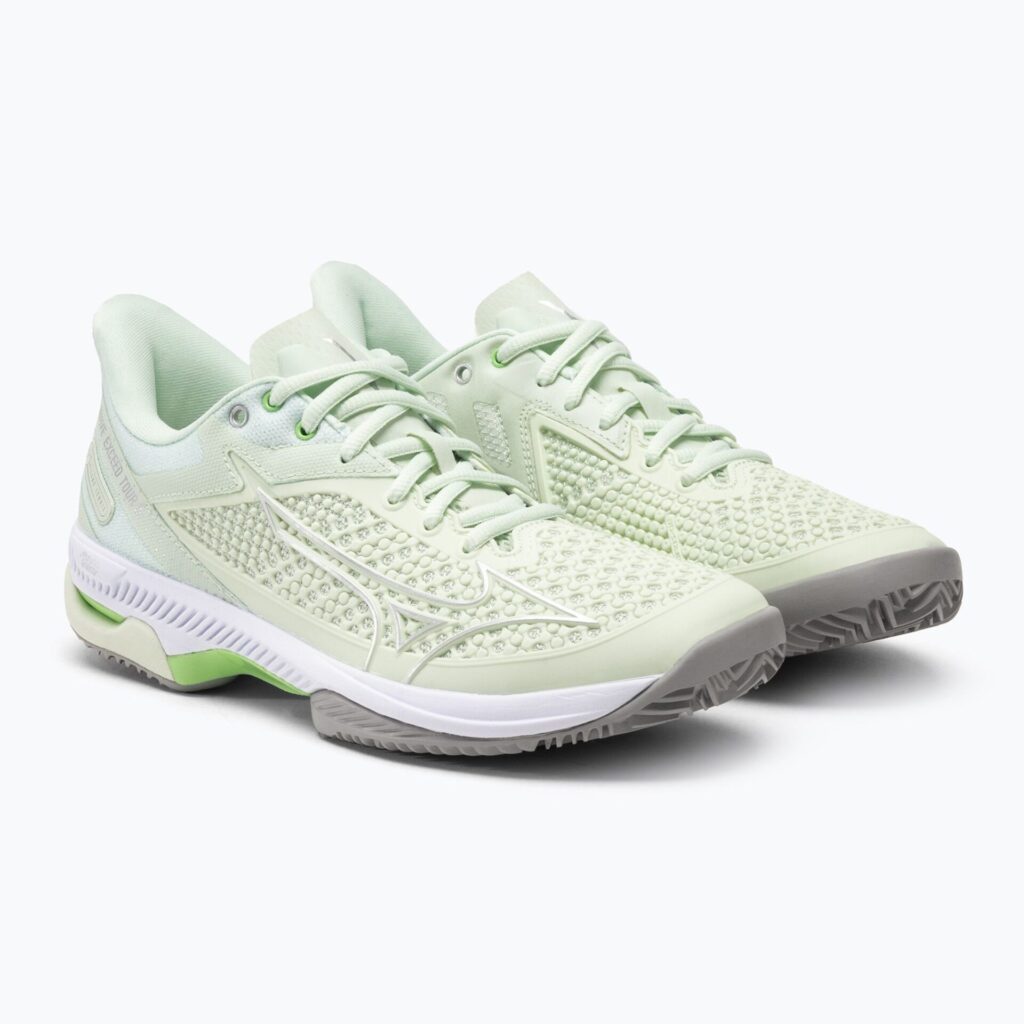 Женские Теннисные кроссовки Mizuno Wave Exceed Tour 5 CC ambroshia/silver/techno green