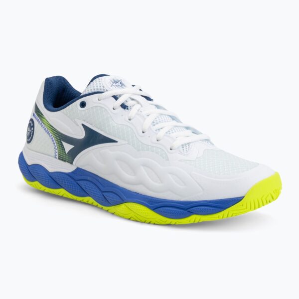 Теннисные кроссовки Mizuno Wave Enforce Court AC white/dazzling blue/ lightning
