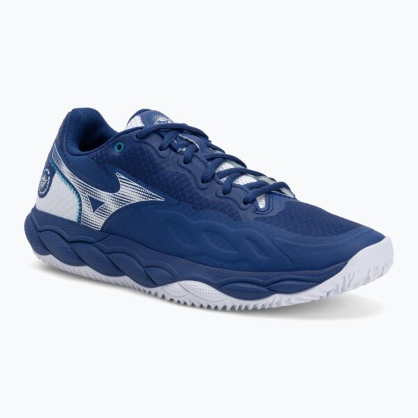 Теннисные кроссовки Mizuno Wave Enforce Court CC bellwether blue/ white/ fjord blue