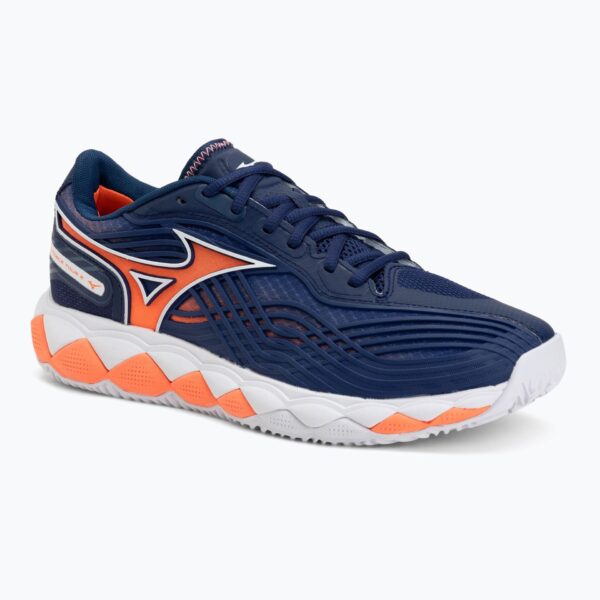 Теннисные кроссовки Mizuno Wave Enforce Tour 2 CC beacon blue/white/lava orange