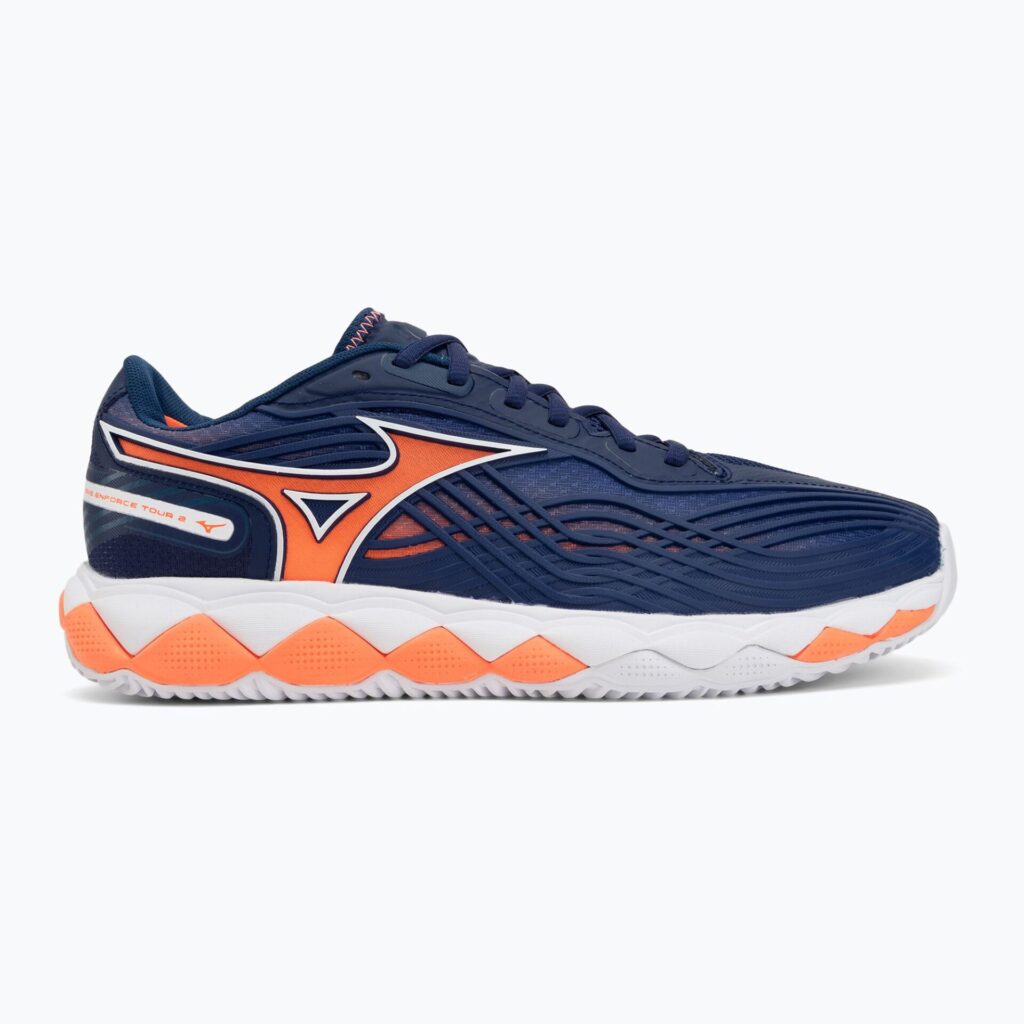 Теннисные кроссовки Mizuno Wave Enforce Tour 2 CC beacon blue/white/lava orange
