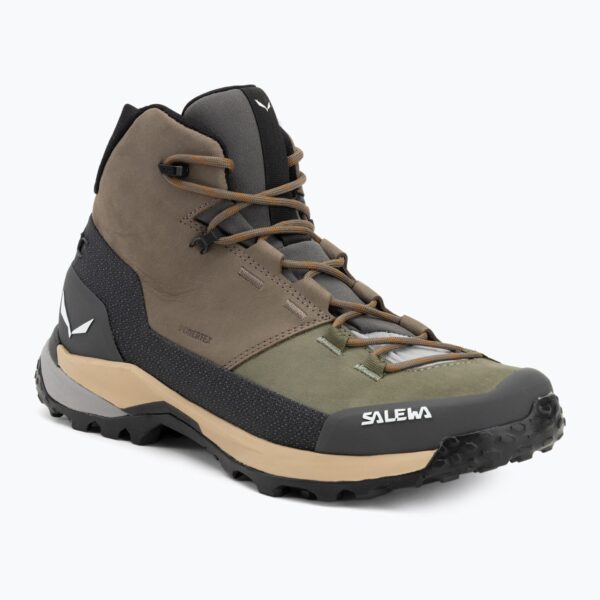 Ботинки мужские Salewa Puez Leather Mid Ptx bungee cord/onyx