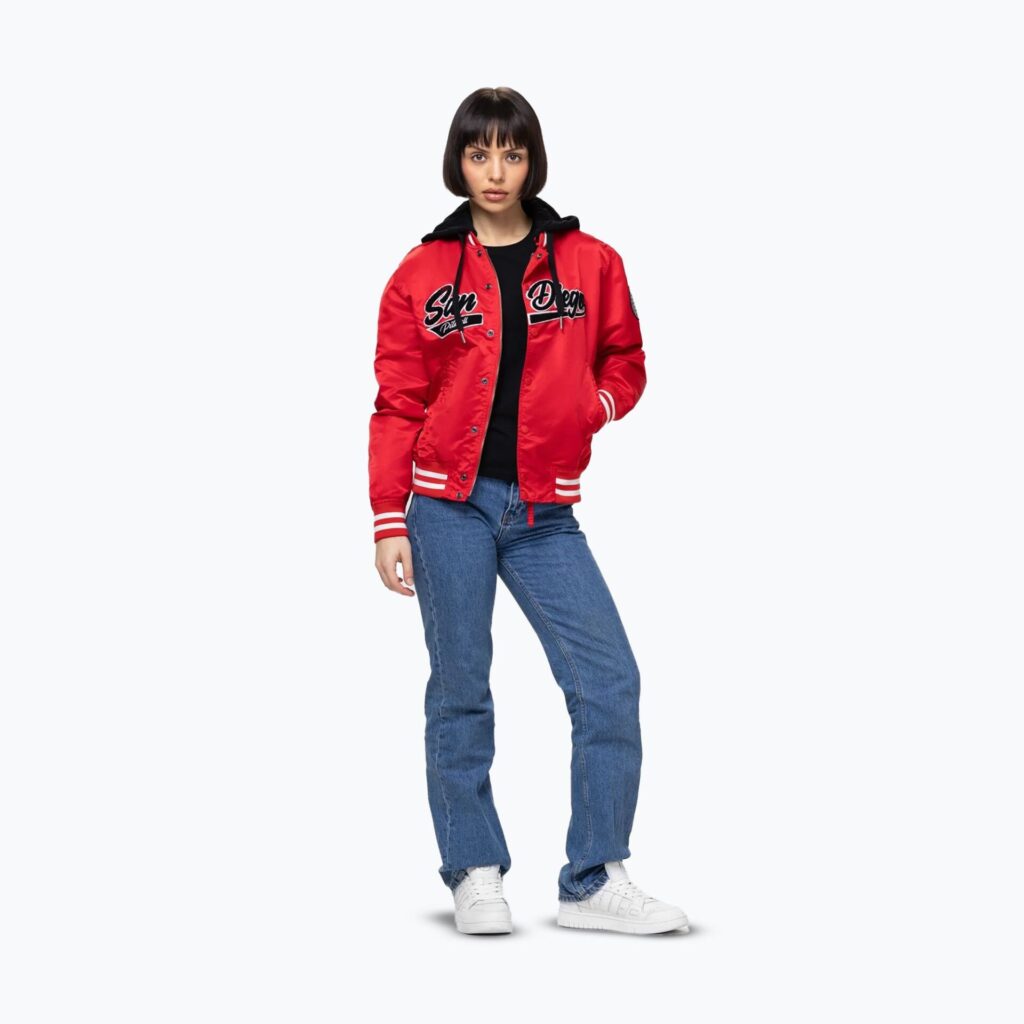 Куртка женская Pitbull Angela San Diego Hooded Varsity fluo/red